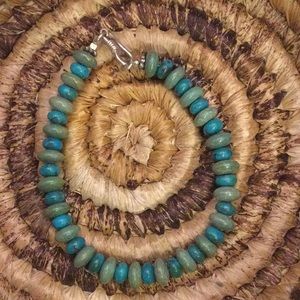 Green and blue turquoise bead bracelet